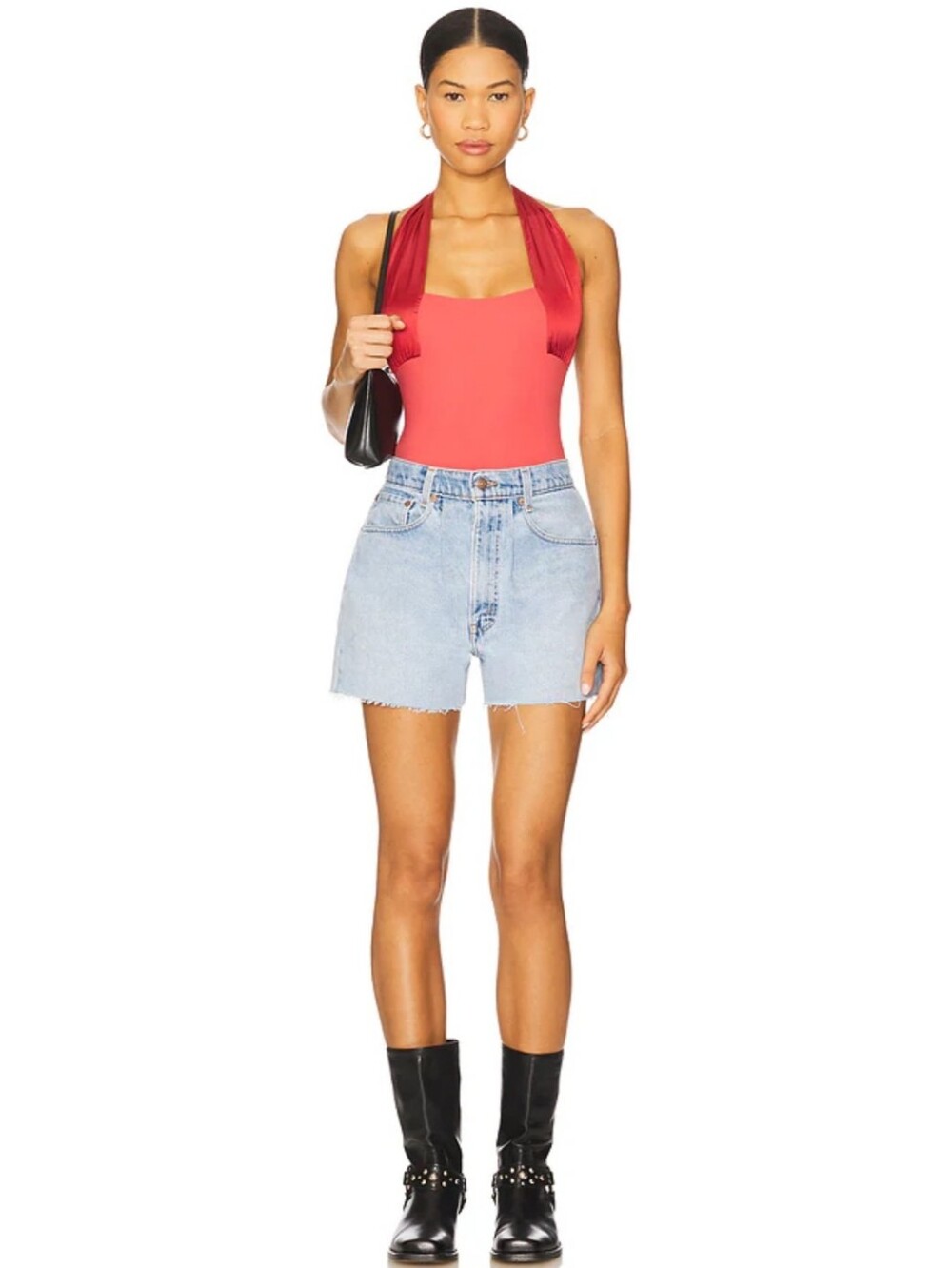 Free People Get It Done Halter Neck Bodysuit Berry Colored Body Forming Sz: XL